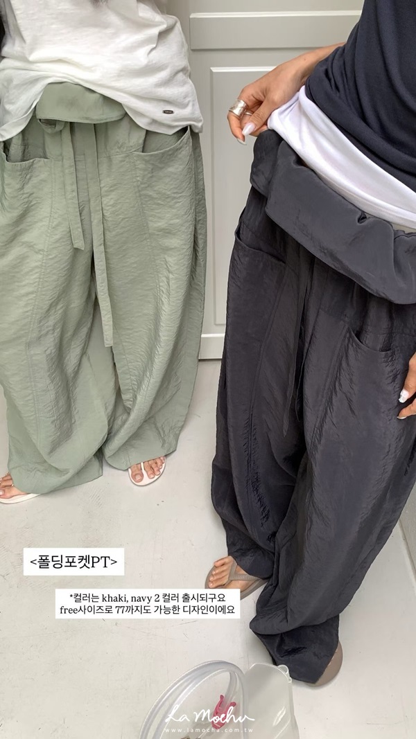 洗標小裙擺綁帶滑布褲